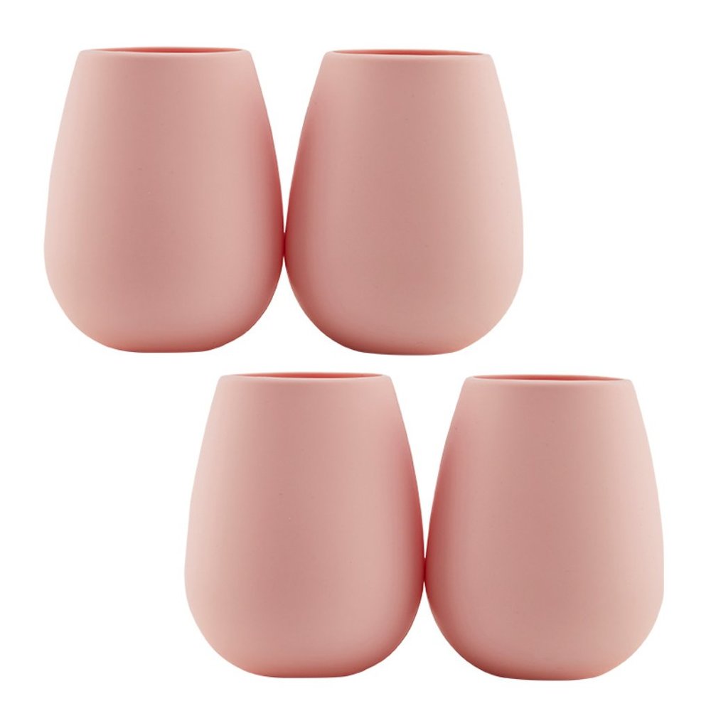 🆕 Odeme Set of 4 Silicone Wine Glasses in Light Blush Pink